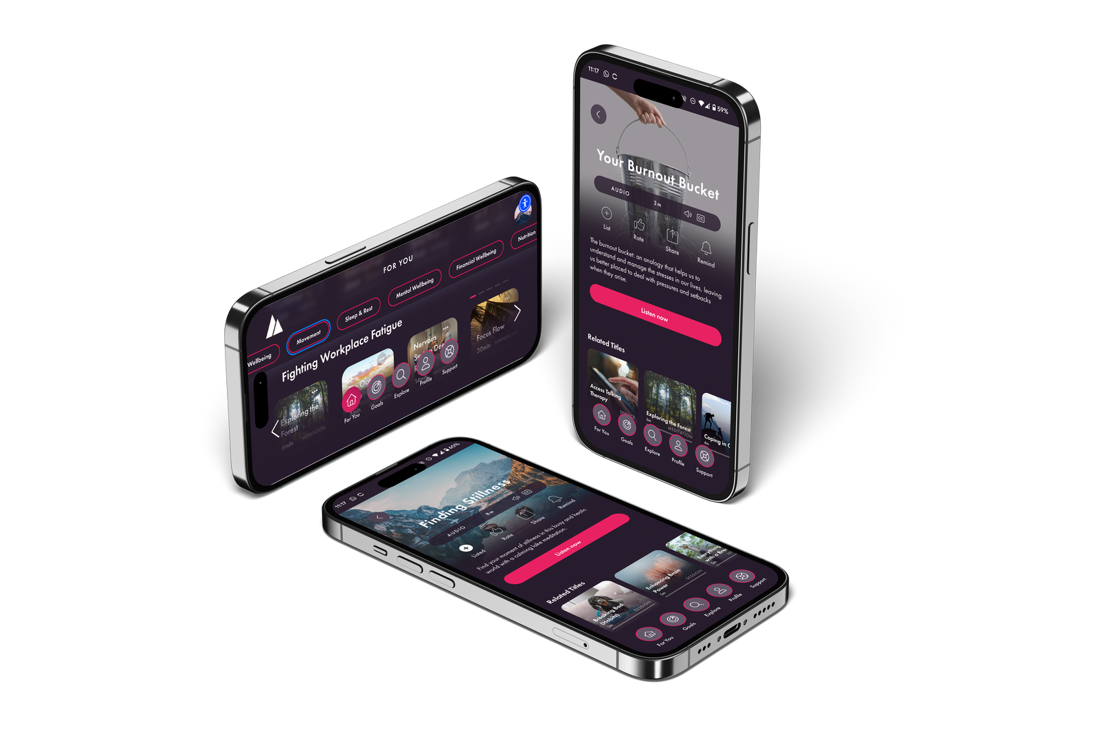 Mobile devices with PAM Wellness App open