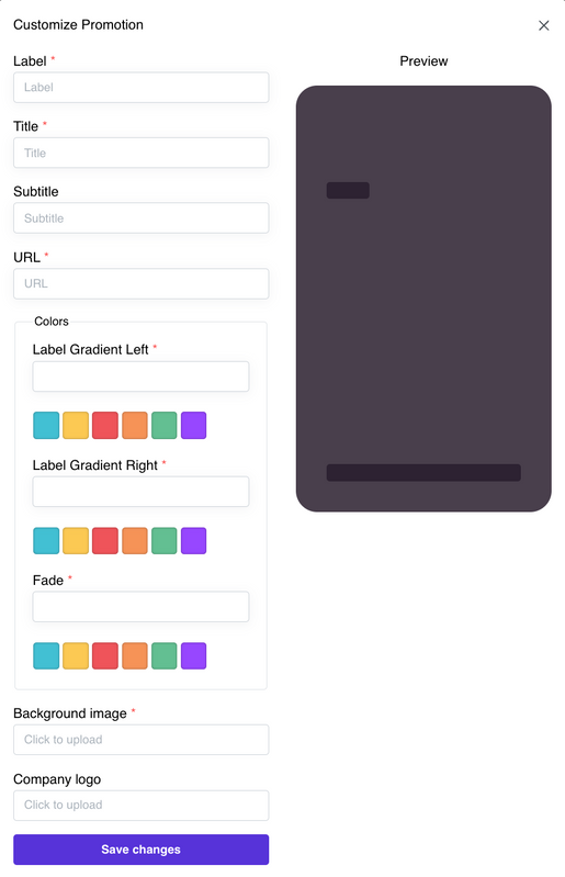 Customise promotion section